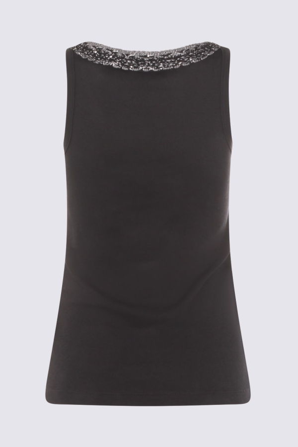 Fabiana Filippi Navy Cotton Top Tank Top - Blue
