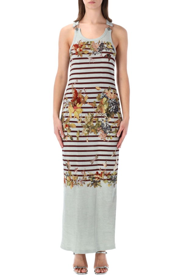 Jean Paul Gaultier Marinière Grape Tank Long Dress - Light Blue Multi