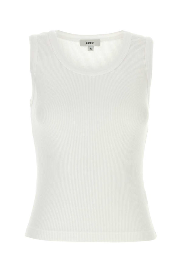 AGOLDE Stretch Cotton Blend Tank Top - White