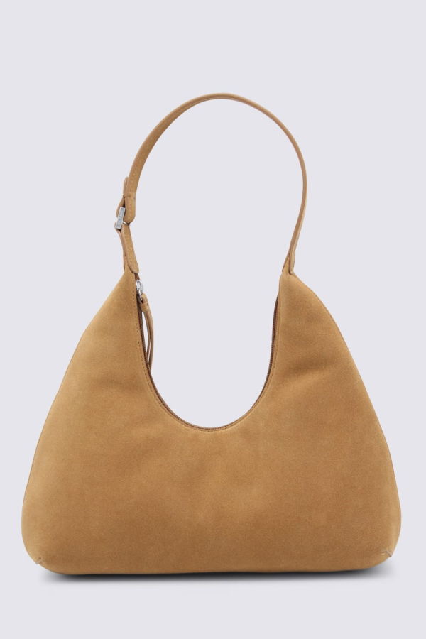 BY FAR Amber Suede Leather Shoulder Bag - Summer Tan