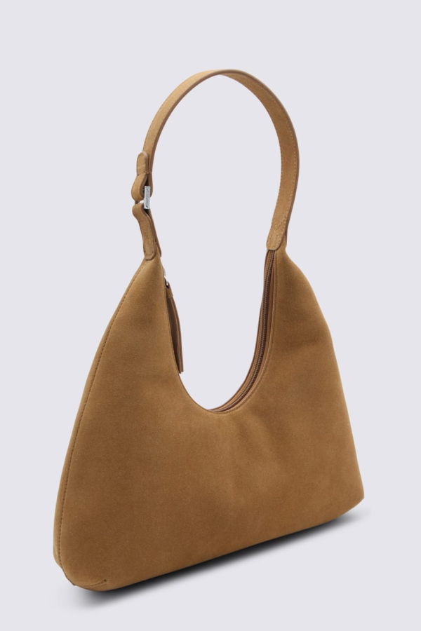 BY FAR Amber Suede Leather Shoulder Bag - Summer Tan