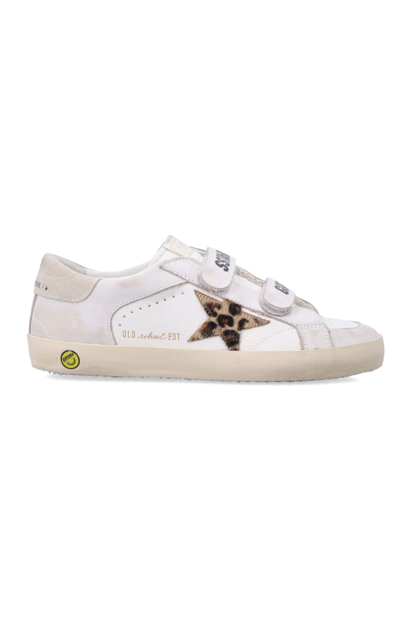 KIDS Golden Goose Old School Leather Sneakers With Pony Hair Star - White/Beige