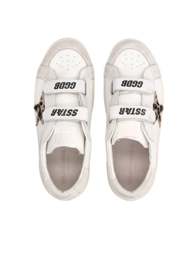 KIDS Golden Goose Old School Leather Sneakers With Pony Hair Star - White/Beige