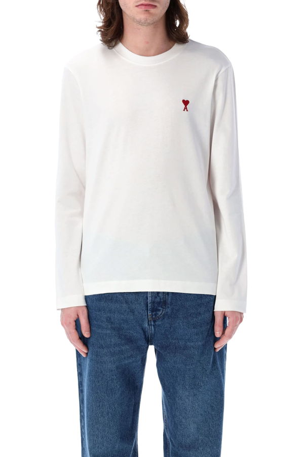 Ami Alexandre Mattiussi Ami Paris Long-Sleeve Ami De Coeur T-Shirt - Blanc