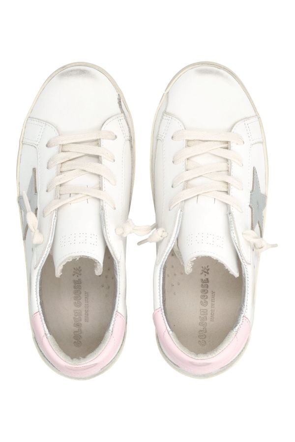 KIDS Golden Goose Super-Star Leather Sneakers - WHITE/SILVER