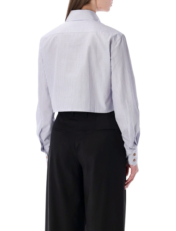 Vivienne Westwood Cut-Off Heart Shirt - White Blue Stripes