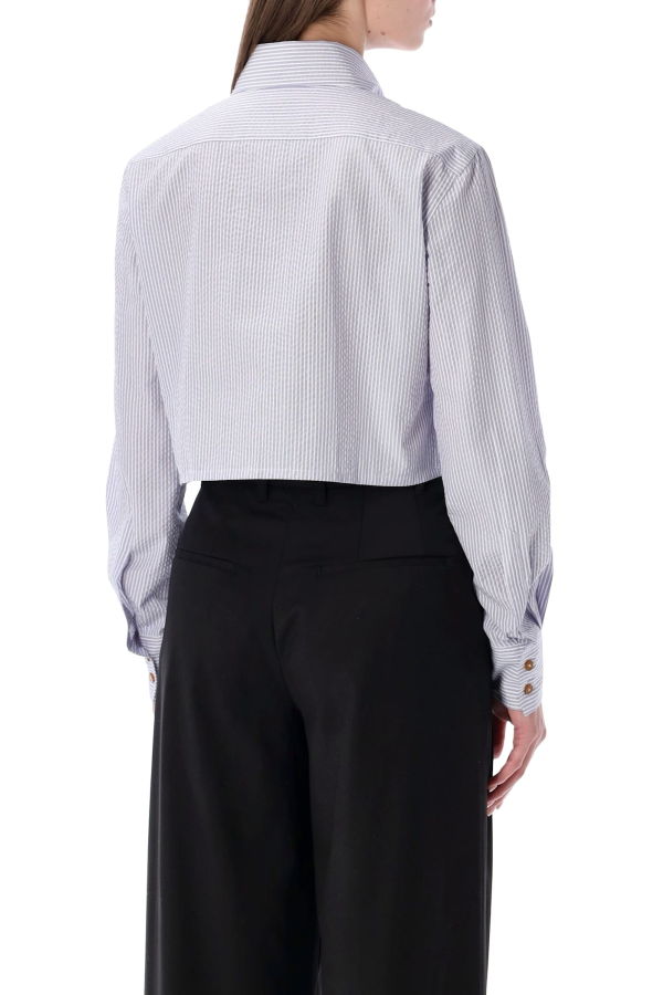 Vivienne Westwood Cut-Off Heart Shirt - White Blue Stripes