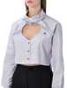 Vivienne Westwood Cut-Off Heart Shirt - White Blue Stripes - Thumbnail 3