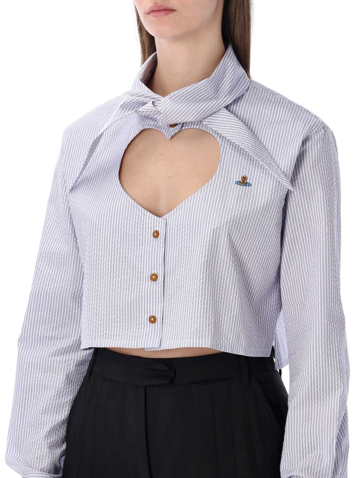 Vivienne Westwood Cut-Off Heart Shirt - White Blue Stripes - Image 3 of 3