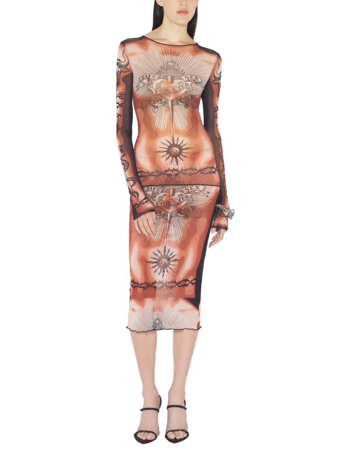 Jean Paul Gaultier Safe Sex Tattoo Print Midi Skirt - Multicolour - Image 2 of 4