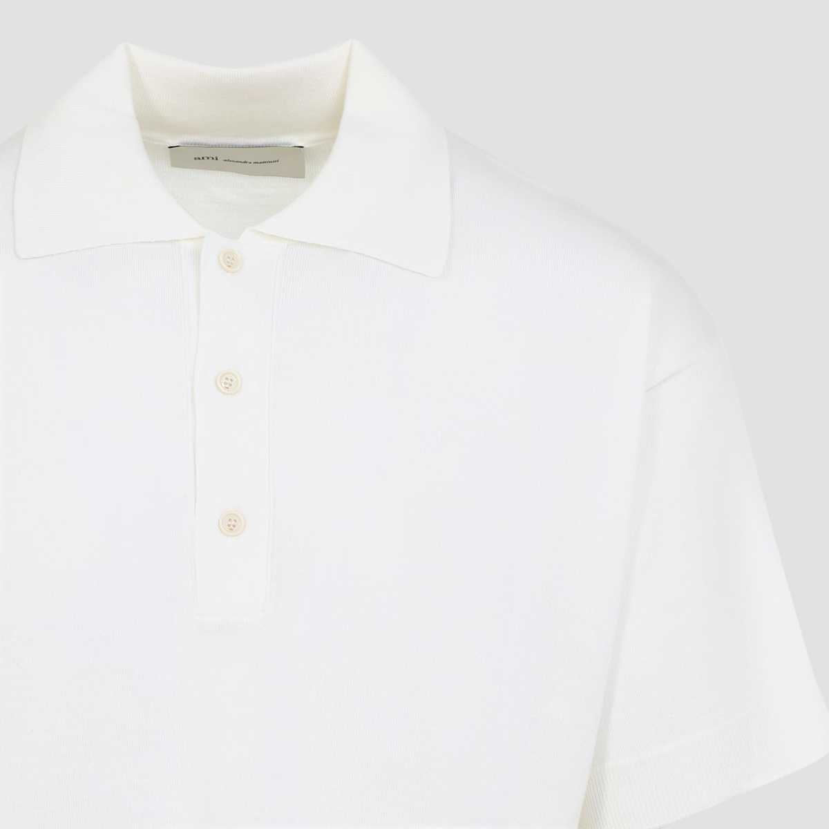 Ami Alexandre Mattiussi Polo With Tonal De Coeur Polo Shirt - Blanc Creme - Image 5 of 5