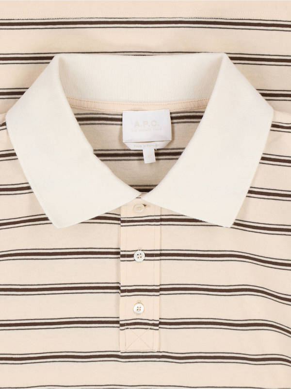 A.P.C. Striped Polo Shirt - Cream