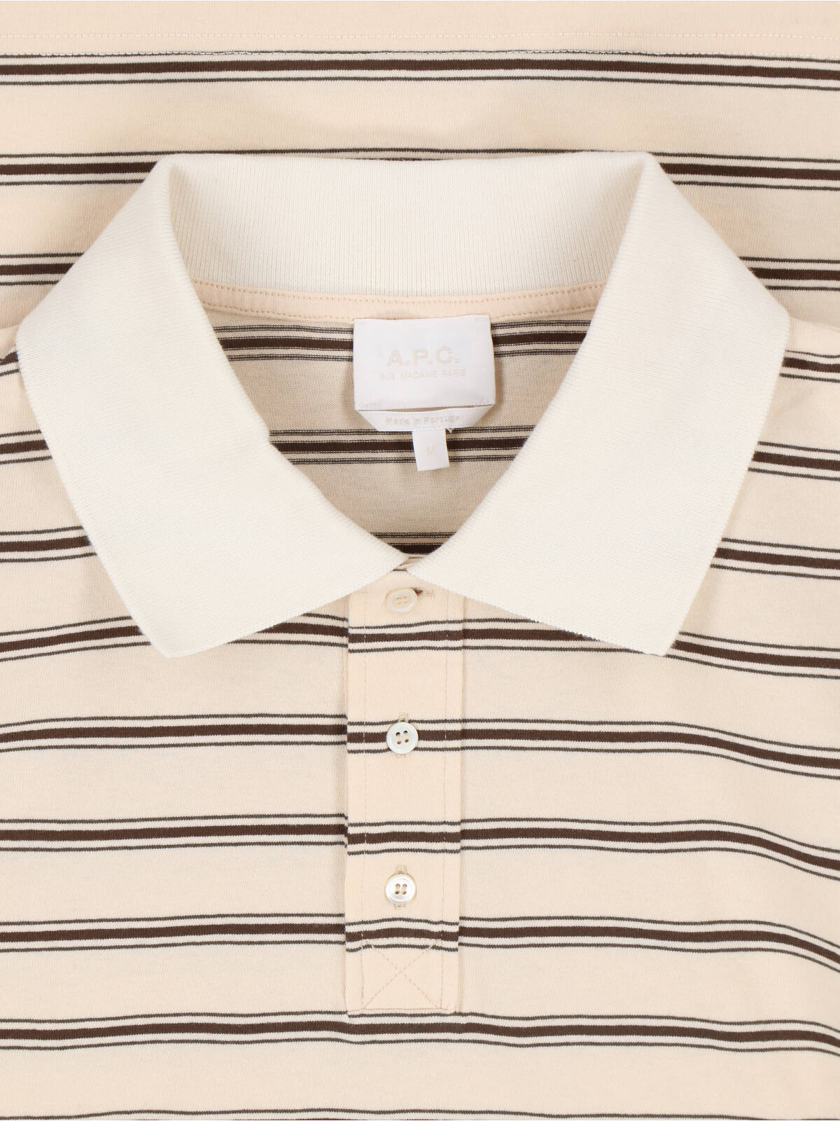 A.P.C. Striped Polo Shirt - Cream - Image 3 of 3