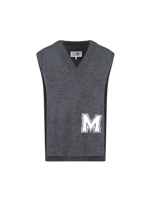 MM6 Maison Margiela V-Neck Sweater - Gray