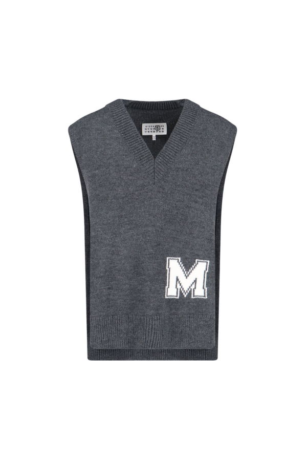 MM6 Maison Margiela V-Neck Sweater - Gray
