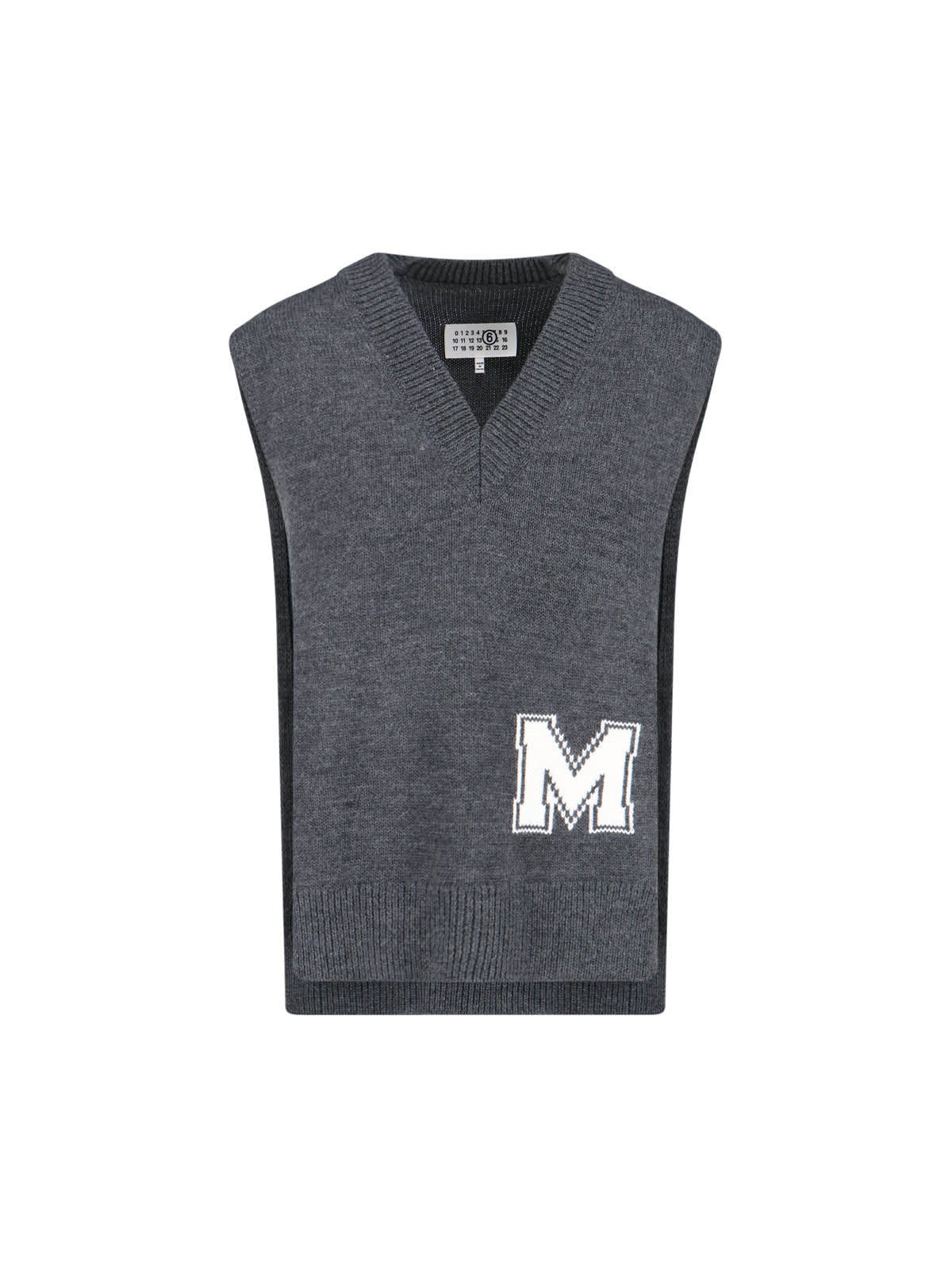 MM6 Maison Margiela V-Neck Sweater - Gray - Image 1 of 3