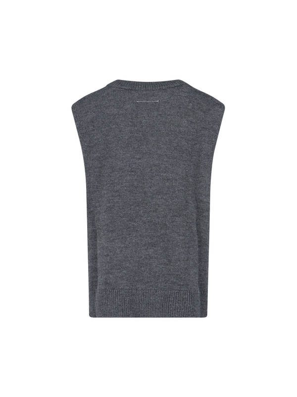 MM6 Maison Margiela V-Neck Sweater - Gray