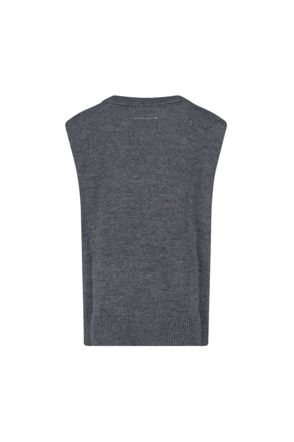 MM6 Maison Margiela V-Neck Sweater - Gray