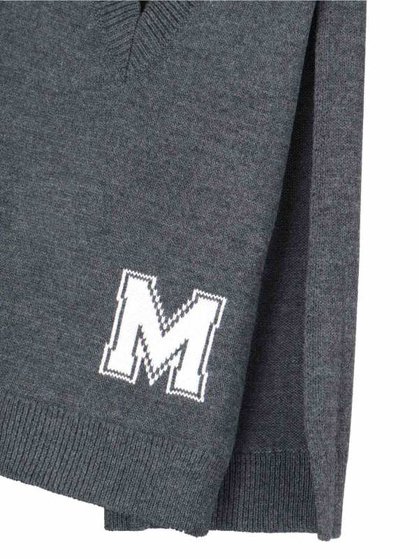 MM6 Maison Margiela V-Neck Sweater - Gray