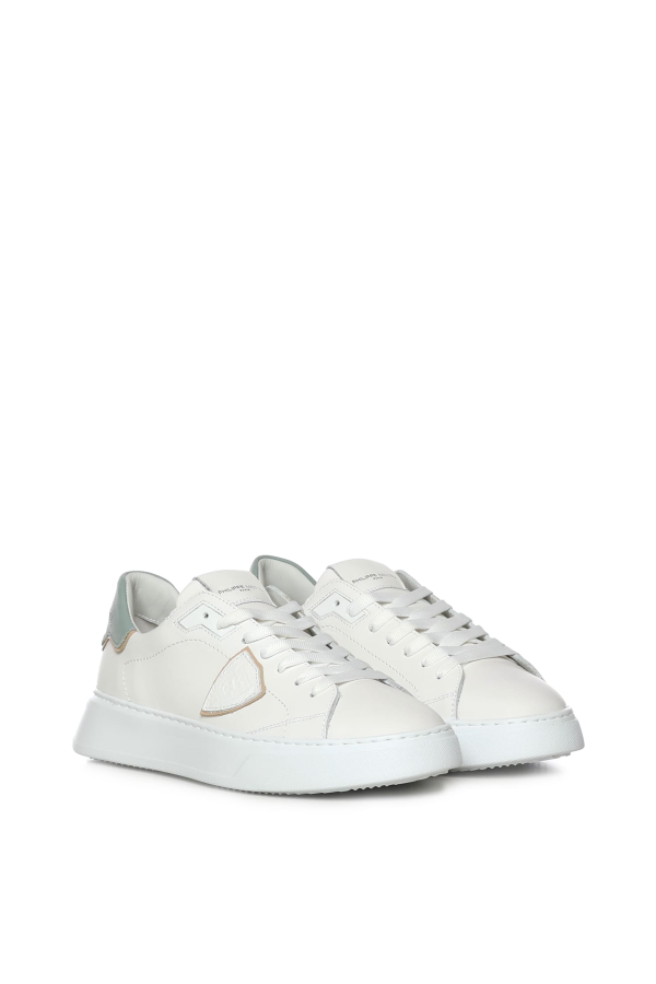 Philippe Model Temple Leather Sneaker - White/Light Blue