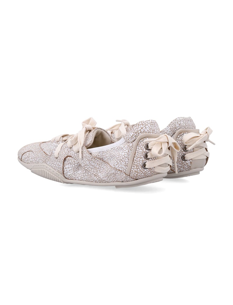 Acne Studios Lace-up Leather Ballet Shoes - Off White