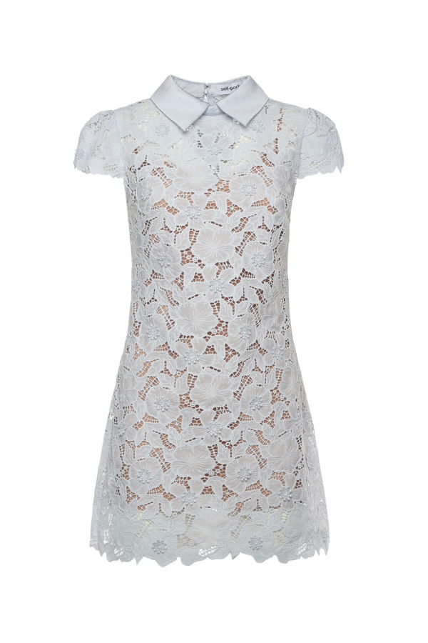 Self-Portrait Lace Mini Dress - Light Blue