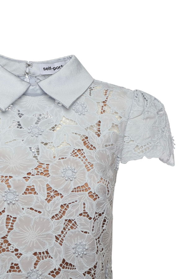 Self-Portrait Lace Mini Dress - Light Blue