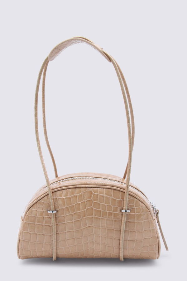 BY FAR Kimberly Bowler Croco Embossed Leather Shoulder Bag - Light Tan