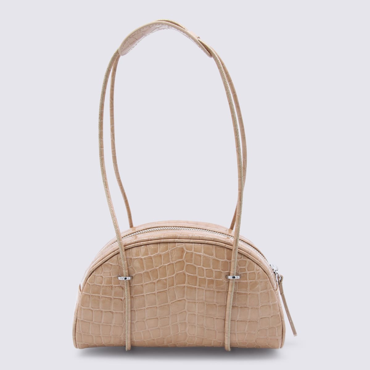 BY FAR Kimberly Bowler Croco Embossed Leather Shoulder Bag - Light Tan - Image 1 of 4