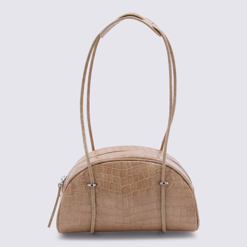 BY FAR Kimberly Bowler Croco Embossed Leather Shoulder Bag - Light Tan