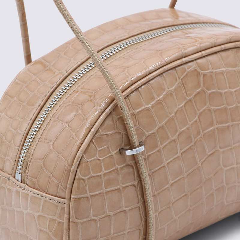 BY FAR Kimberly Bowler Croco Embossed Leather Shoulder Bag - Light Tan