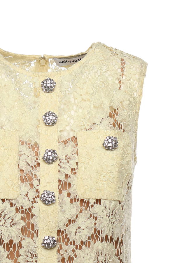 Self-Portrait Lace Mini Dress - Yellow