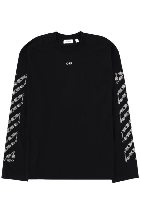 Off-White T-shirt With Logo Top - Black
