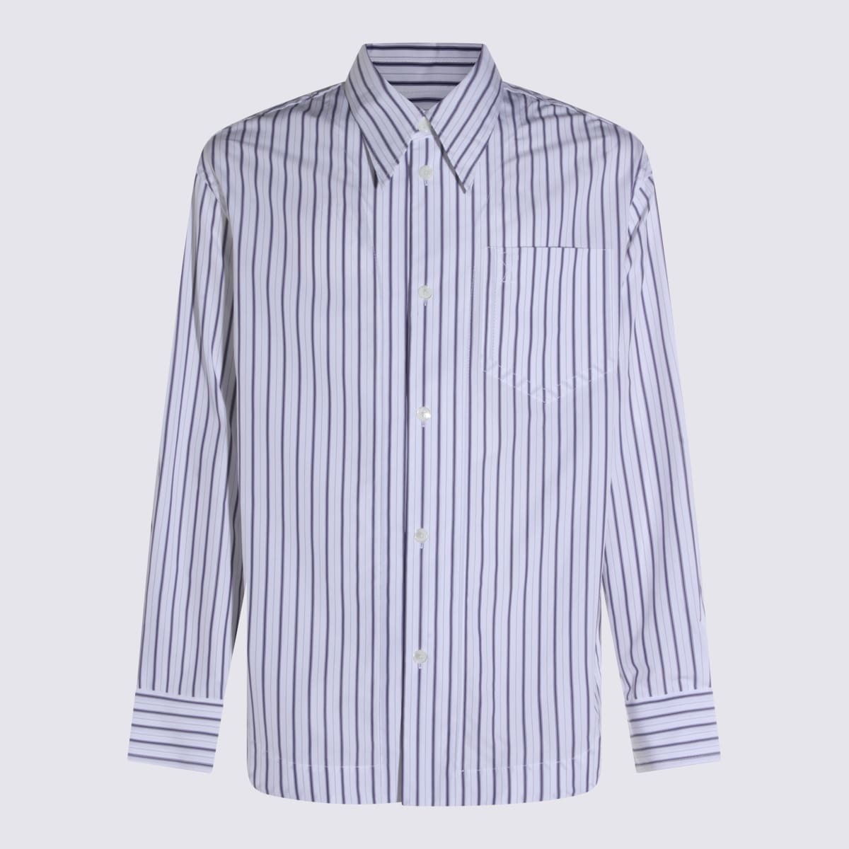 Ami Alexandre Mattiussi Cotton Shirt - White-Blue - Image 1 of 4