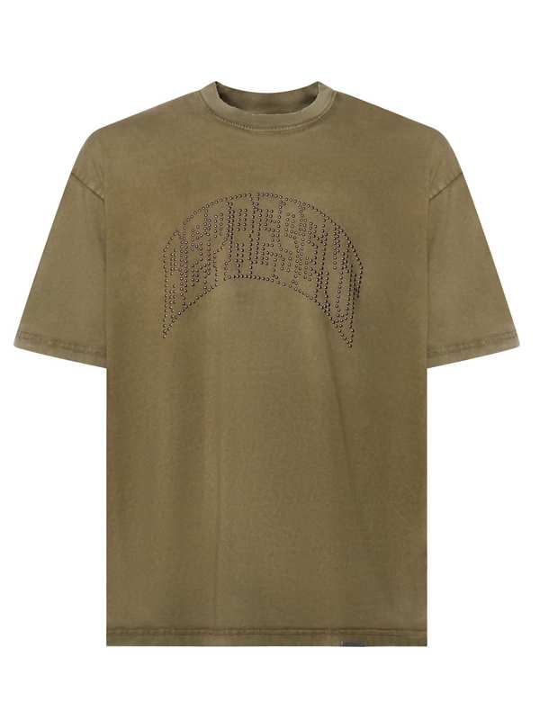 Represent Embellished Cotton T-Shirt - Vintage Khaki