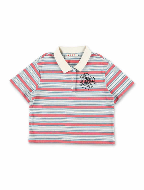KIDS Marni Striped Jersey Polo - Gray KIDS Marni Striped Jersey Polo - Gray