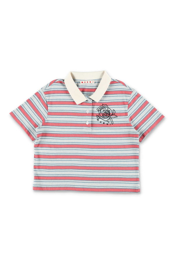 KIDS Marni Striped Jersey Polo - Gray