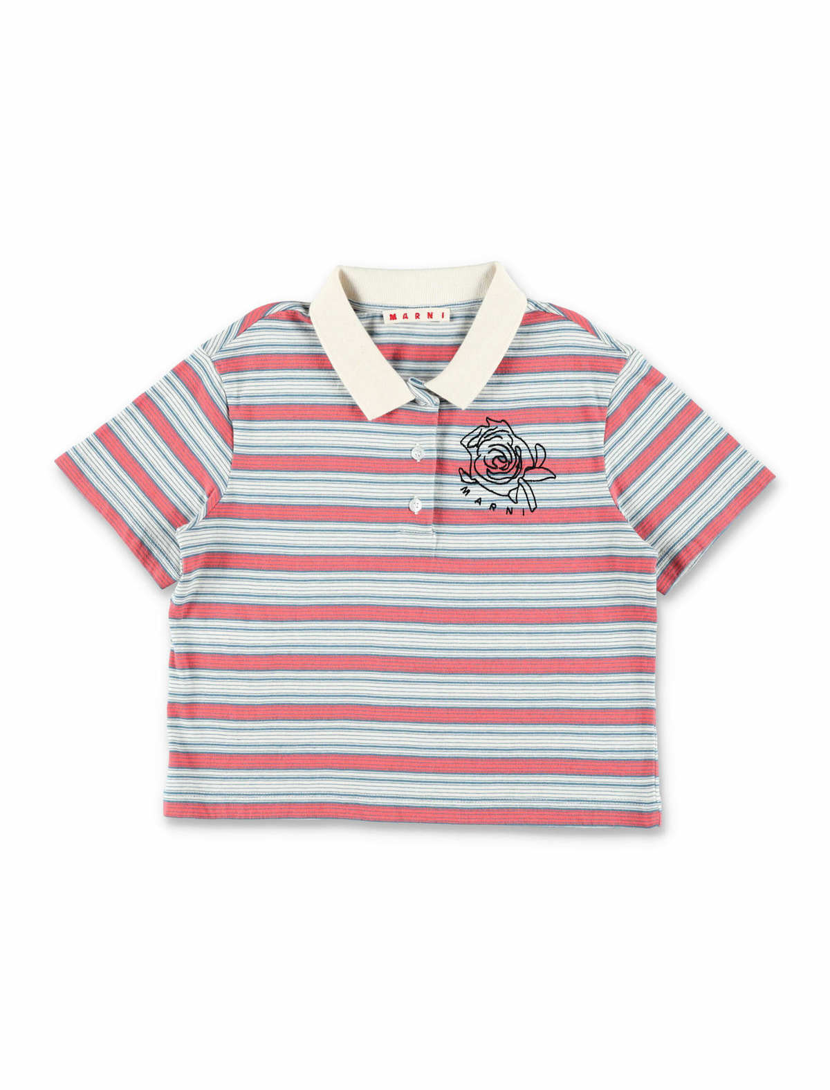 KIDS Marni Striped Jersey Polo - Gray - Image 1 of 3