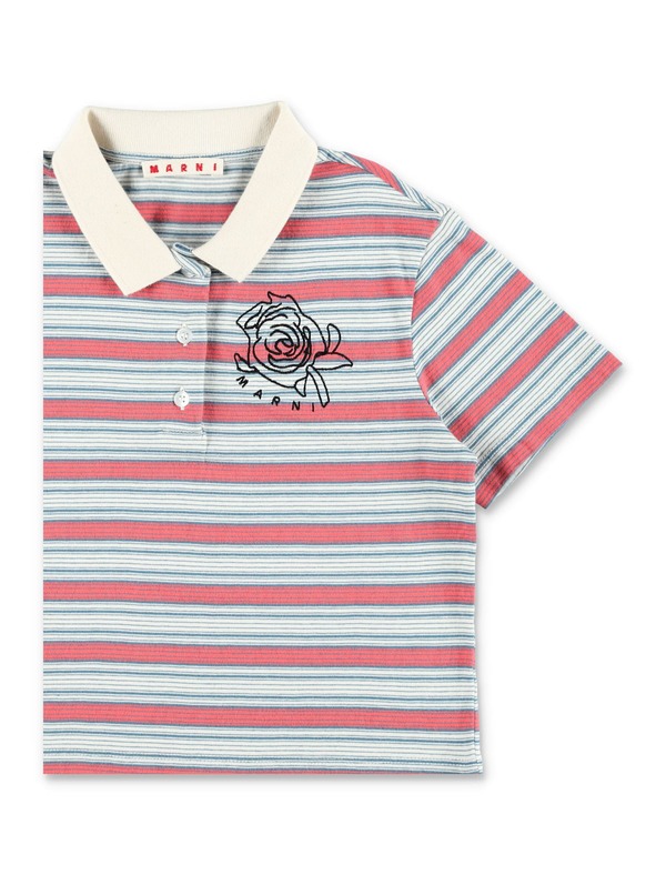 KIDS Marni Striped Jersey Polo - Gray