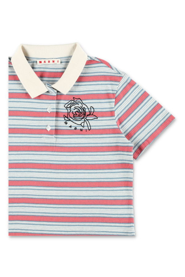 KIDS Marni Striped Jersey Polo - Gray