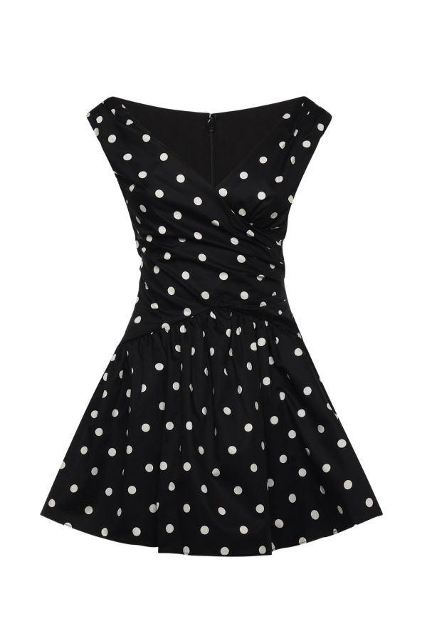 Self-Portrait Polka-dot Cotton Mini Dress - Black