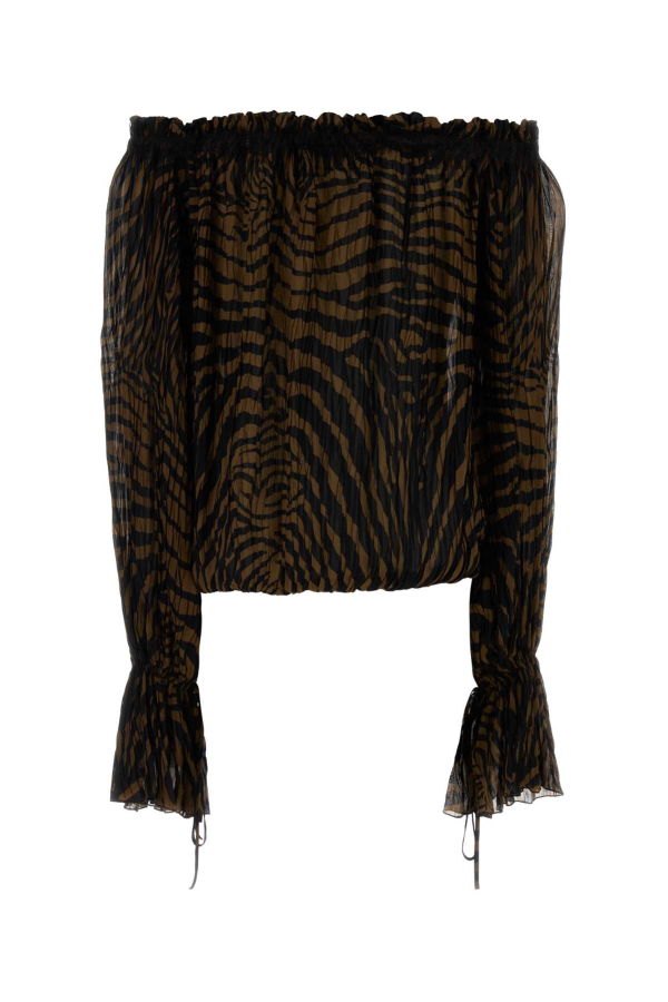 Blumarine Printed Chiffon Top - Brownblack