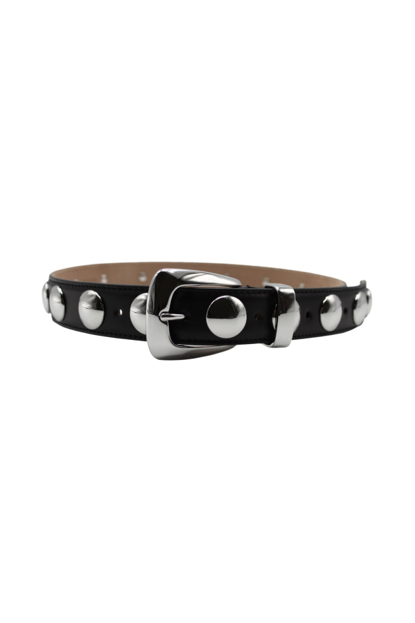 khaite Benny Belt With Silver Stud Buckle - Black Silver