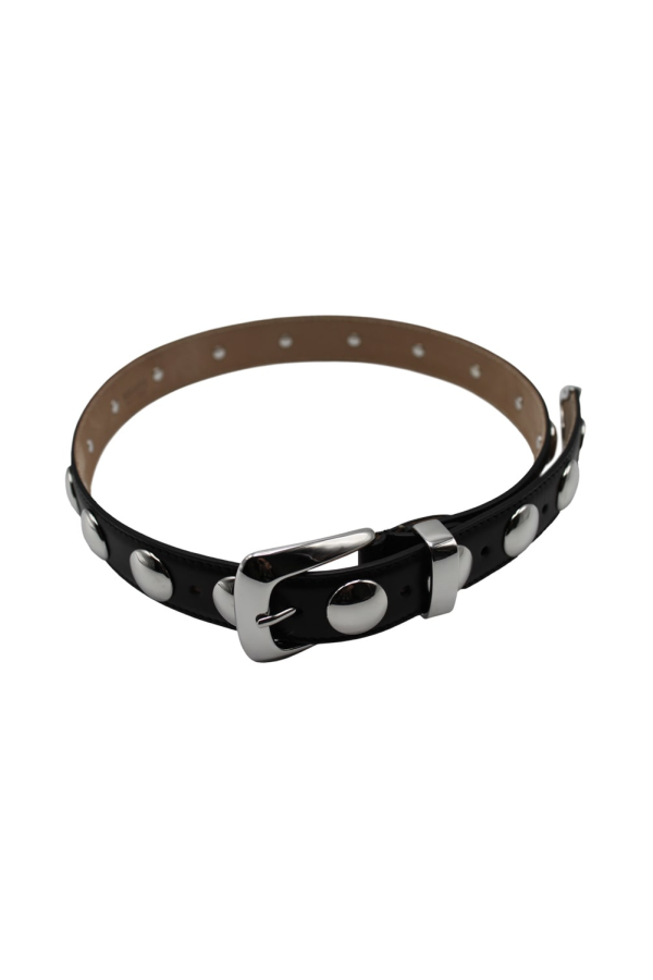 khaite Benny Belt With Silver Stud Buckle - Black Silver