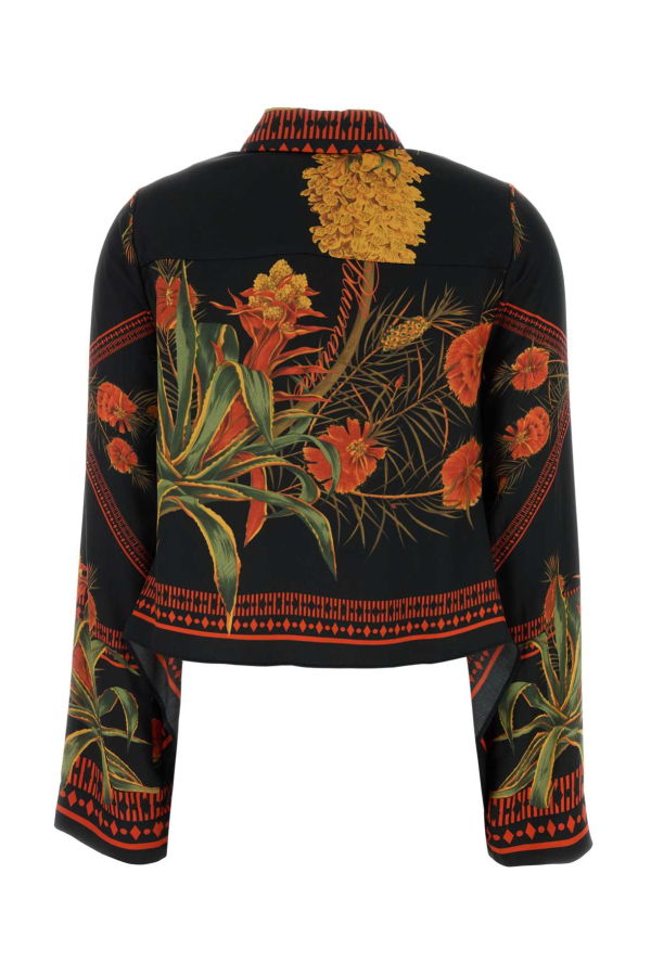Blumarine Printed Twill Shirt - Black/Orange