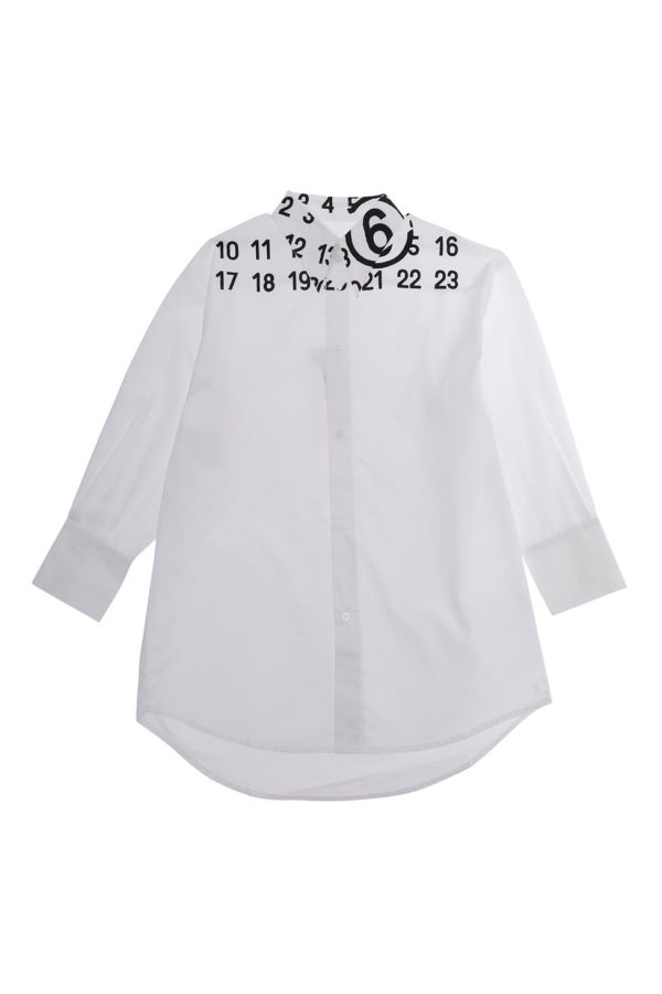 MM6 Maison Margiela Pointed Collar Shirt With Numeric Logo - White