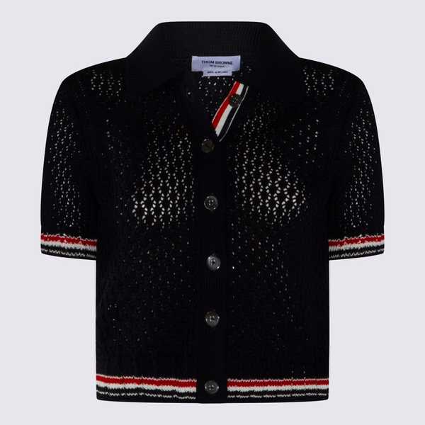 thom browne Black Cotton Polo Shirt - Black