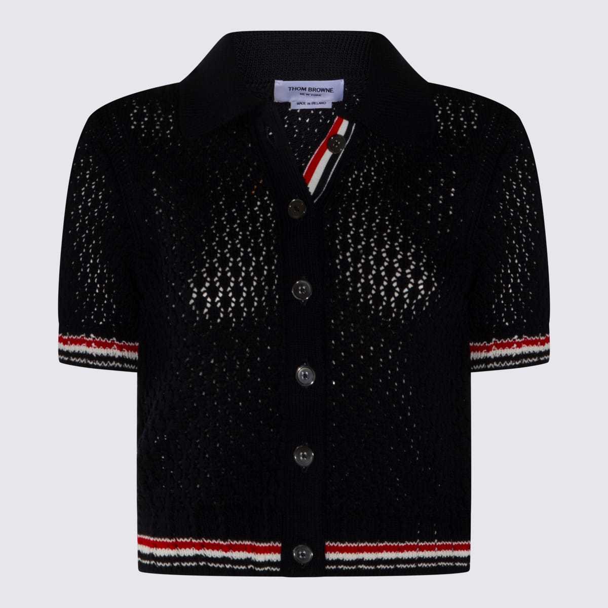 thom browne Black Cotton Polo Shirt - Black - Image 1 of 4