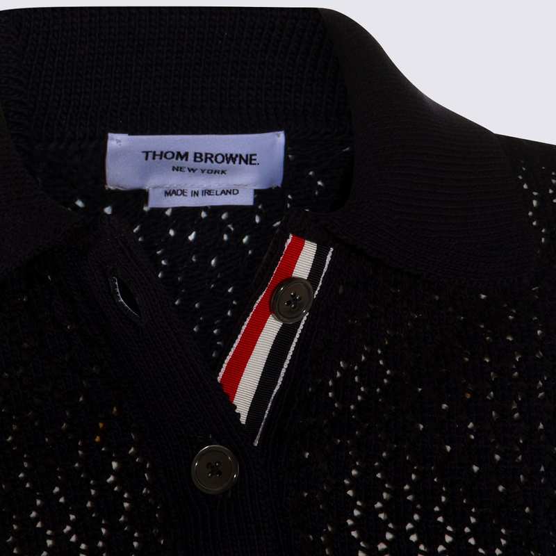 thom browne Black Cotton Polo Shirt - Black