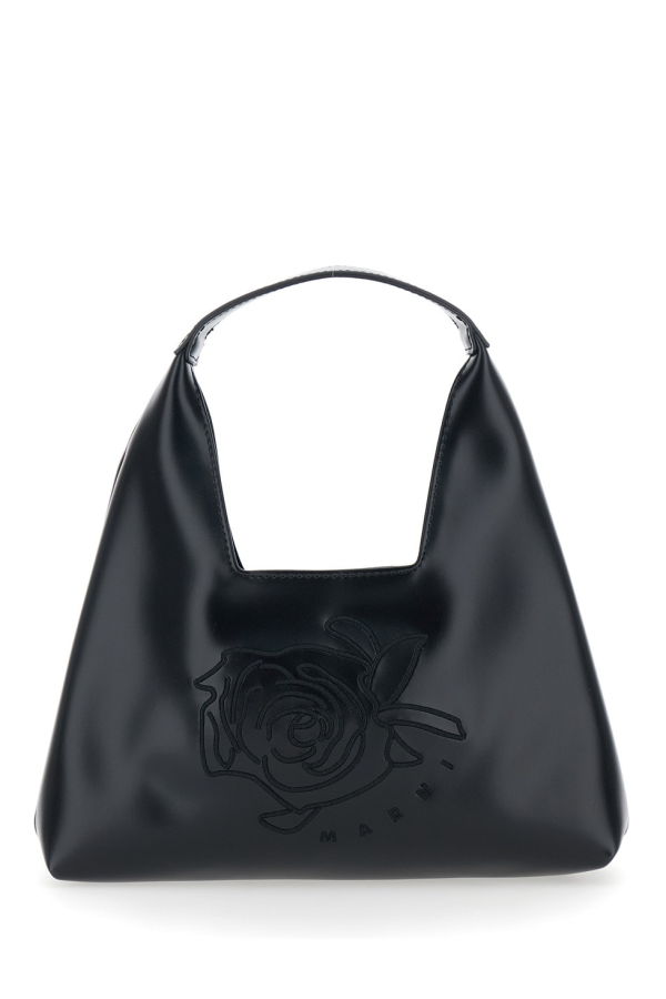 KIDS Marni Shoulder Bag With Top Handle and Maxi Logo on the Front in Ecoleather - Black